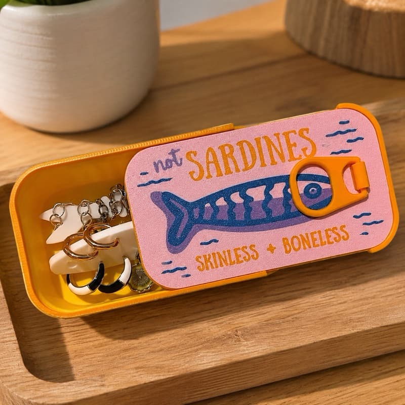 Porta-Joias de Viagem Lata de Sardinha Organizador de Joias Brincos Correntes Pulseira Aneis