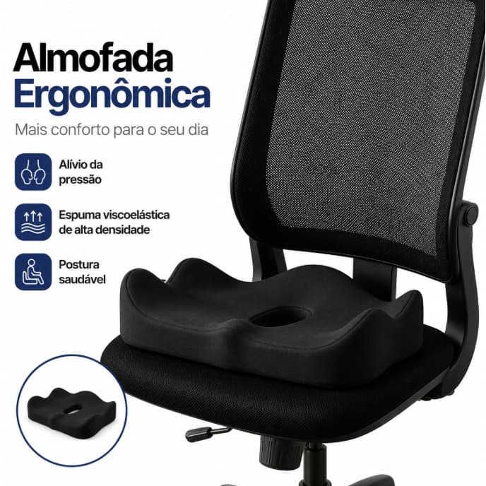 Almofada Ortopédica Anatômica Gel Para Cóccix Ciática Hemorroidas Cadeira Carro Escritório Capa