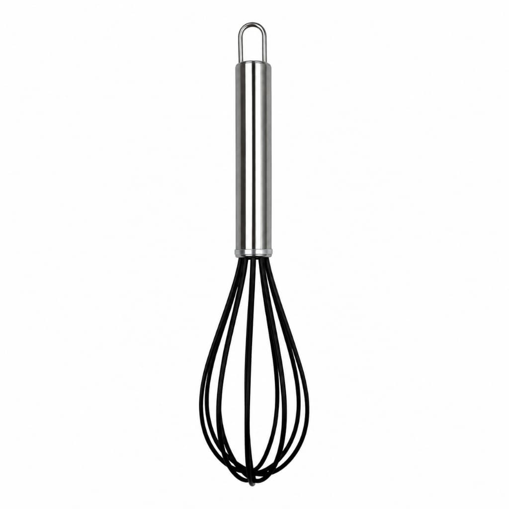 Batedor Fuê de Silicone com Cabo Inox 25cm Preto Belakaza para Ovos Massas e Cozinha