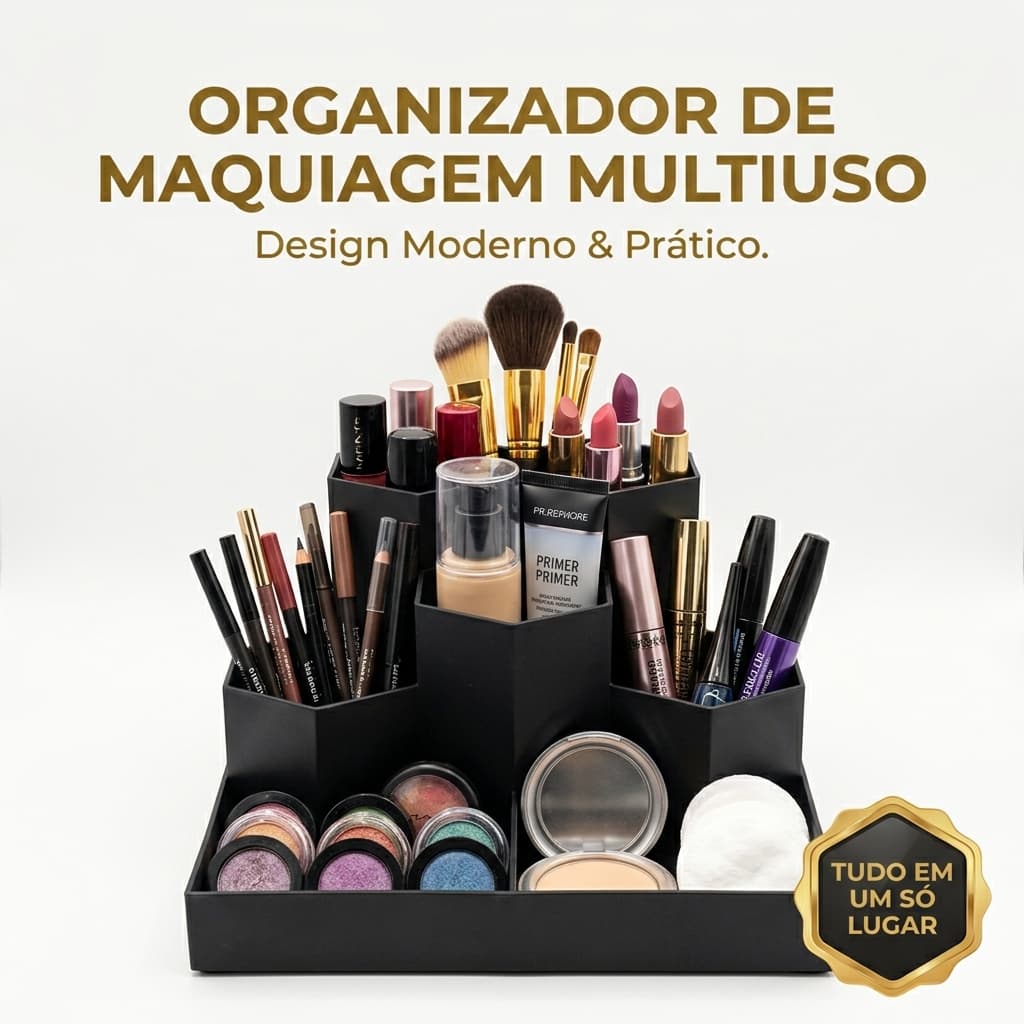 Porta Pincel Maquiagem De Beleza Organizador Multiuso Suporte Pincéis Batom Esmalte Cosméticos Caixa Penteadeira