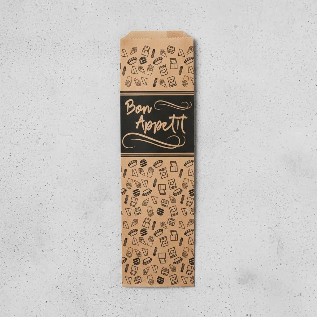Saco De Papel Kraft Para Talheres Delivery Restaurante Lanchonete Garfo Faca Com Aba 7x24 - 100 Unidades Ecologico