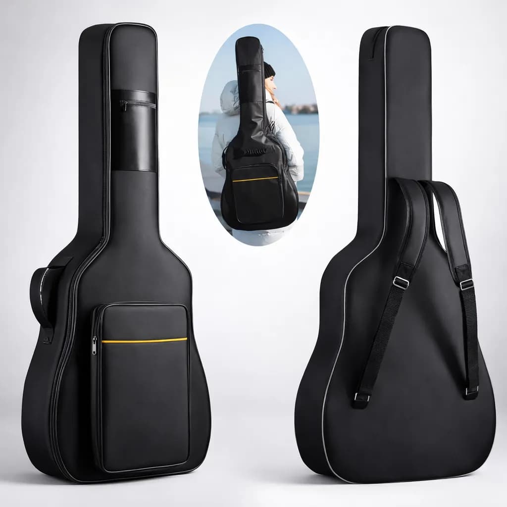 Capa Bag Case Violao Violão Folk Caixa Alta Bolsos Para Partituras e Acessorios