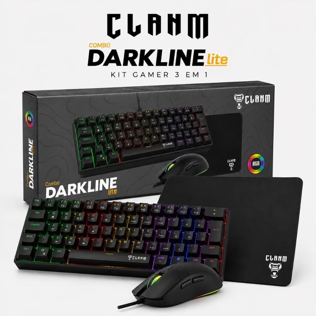Combo Gamer Darkline Lite Kit Gamer Clanm Teclado, Mouse e Mousepad