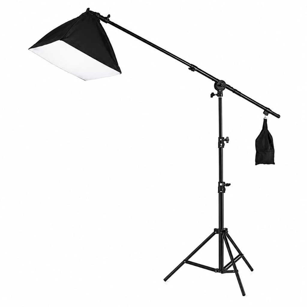 Kit Estúdio Fotografico Iluminação Profissional Tripe Girafa Articulado SoftBox 50x70
