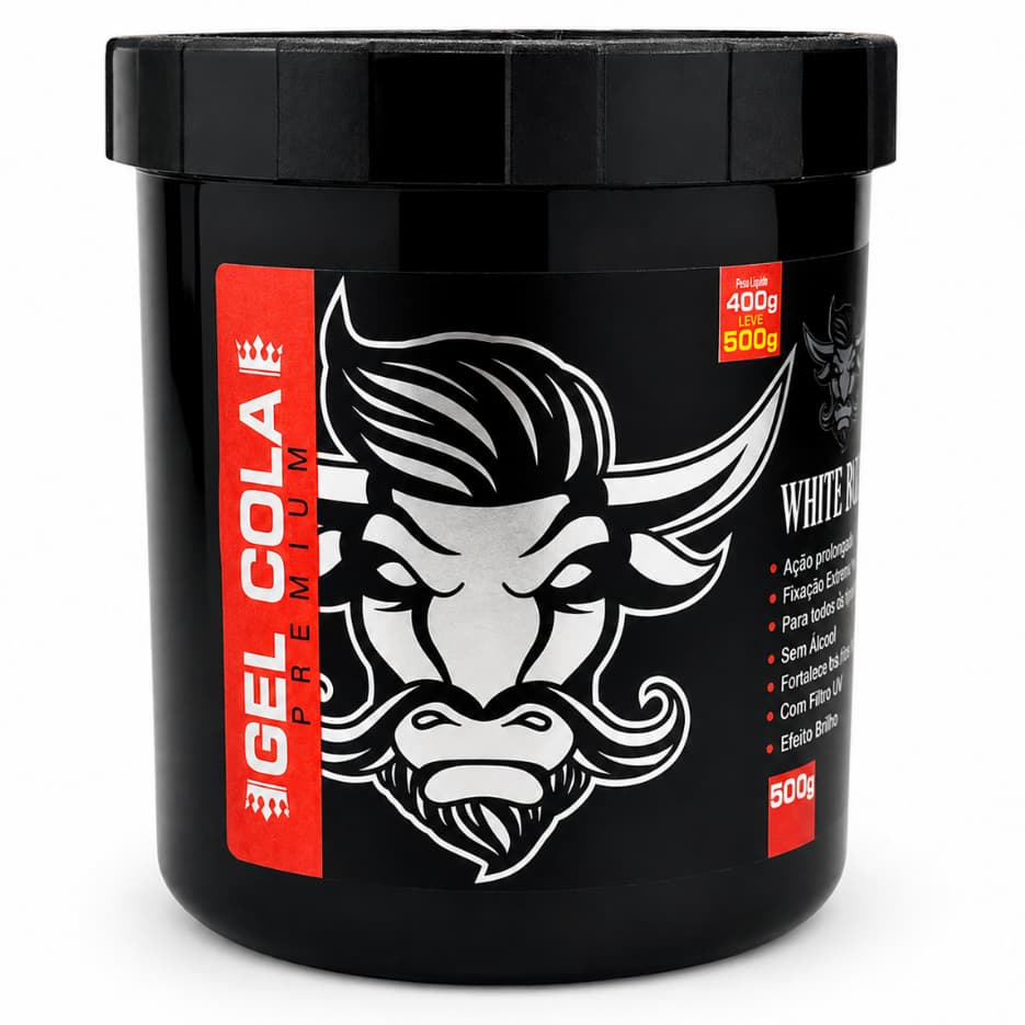 Gel Cola Extra Forte 500g White Bull – Fixação Prolongada, Efeito Brilho e Sem Resíduos