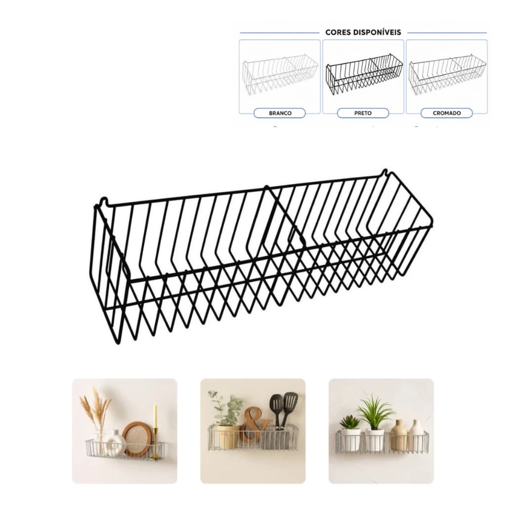 Cesto Aramado Multiuso Organizador Linha Home - 47,5x11cm