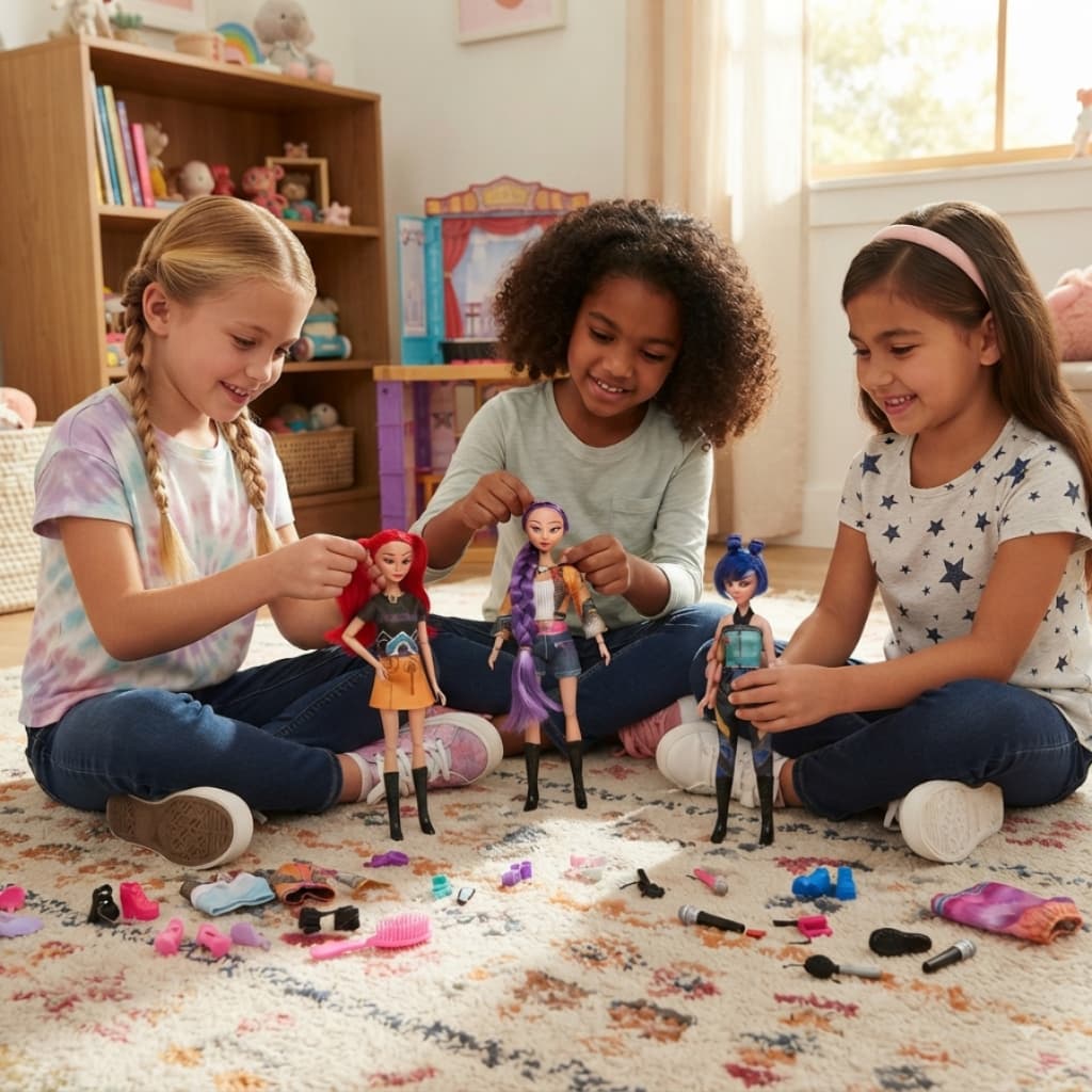 Bonecas Guerreiras Do K-pop Articuladas 30Cm Com Luz E Musical KPop Mira Rumi Zoe Kit 03