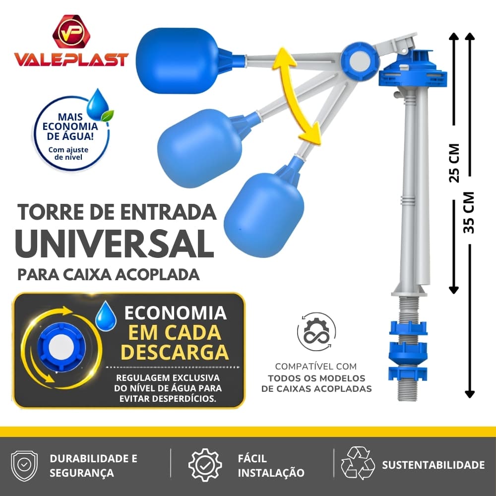 Torre de Entrada Boia Mecanismo Caixa Acoplada Reparo Descarga de Banheiro