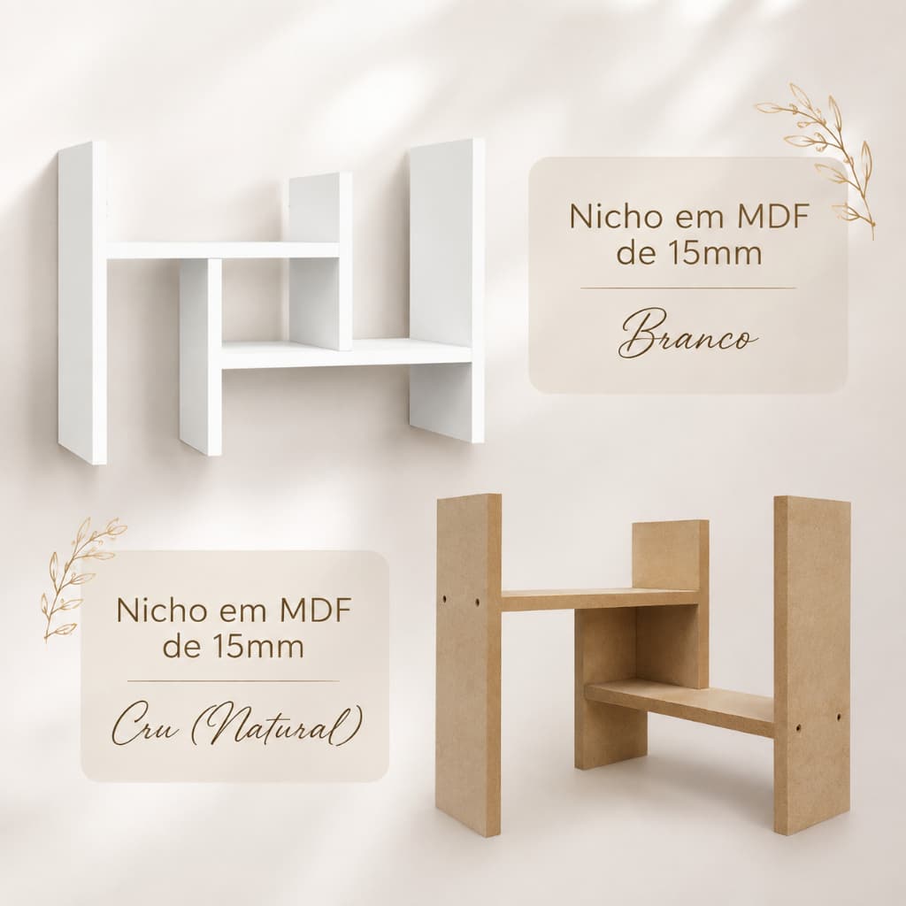Par de Prateleira Nicho Organizador Ajustável de Mesa Livros Home Office Escritório Branco e Natural