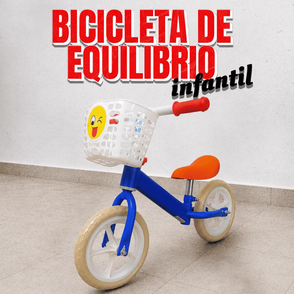 Bicicleta de Equilíbrio Infantil sem Pedal – Balance Bike com Cestinha e Altura Ajustável