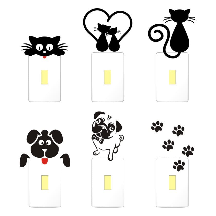 Adesivo Decorativo Interruptor Tomada Espelho Janela Divertido Animais - vários modelos