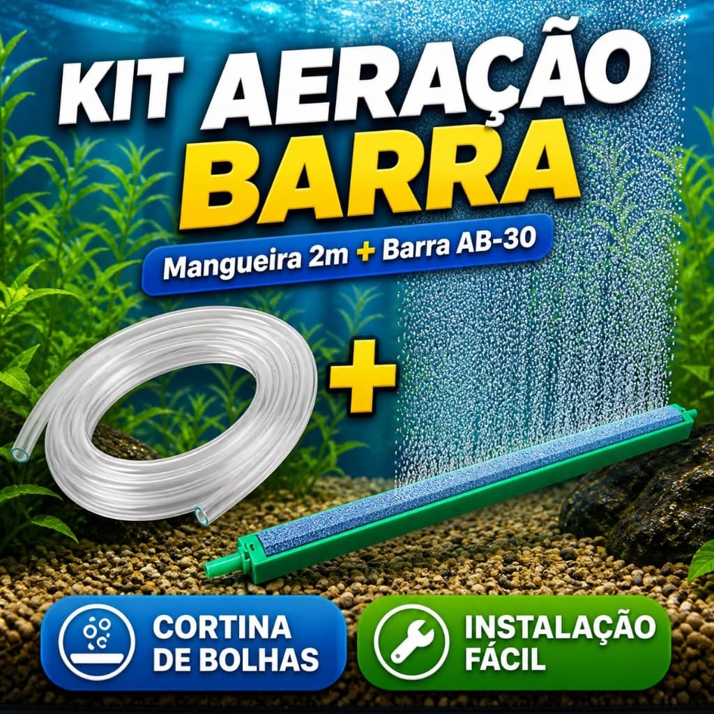 Kit Aeracao Barra Soma Mangueira 2m + Pedra Porosa AB-30 30cm