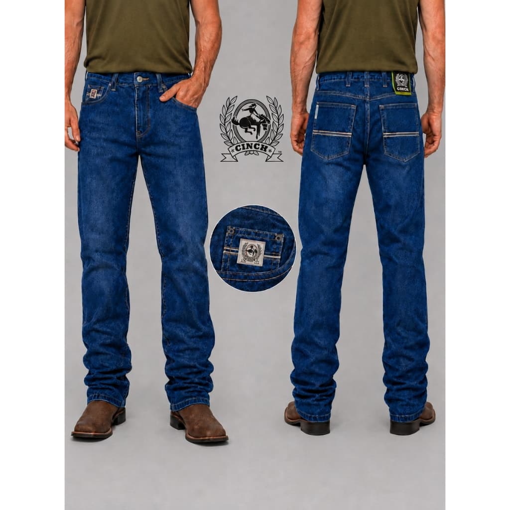Calça Jeans Masculina Country Cincch estilo Americana 100% Algodão para Bota Rodeio Resistente Trabalho Western