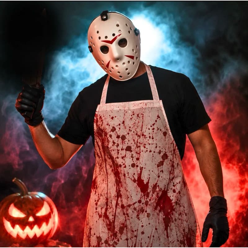 Fantasia Jason Mascara Avental Terror Cosplay Carnaval Halloween Festa