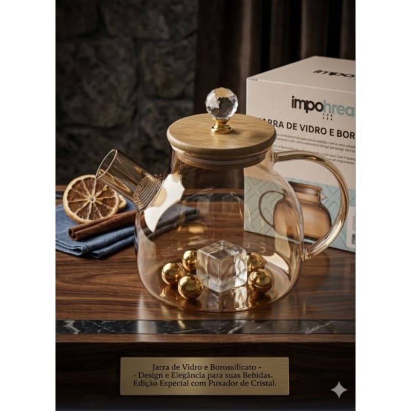 Chaleira/Cafeteira de vidro cristal. Sirva seu chá da tarde com elegância e requinte.