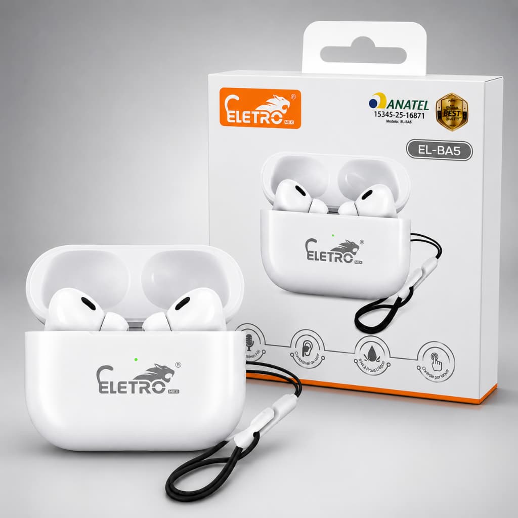 Fone de Ouvido Bluetooth Sem Fio Original Eletromex Tipo C