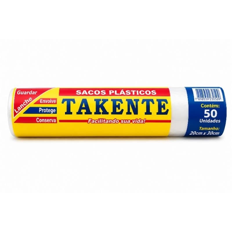 Saco Plástico Takente 50un 20x35cm até 2kg