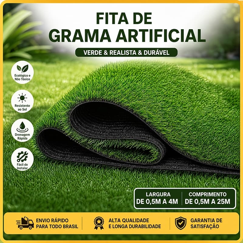 Grama Sintética 30mm 1x1M, Grama Artificial Verde para Jardim, Casa e Decoração Externa