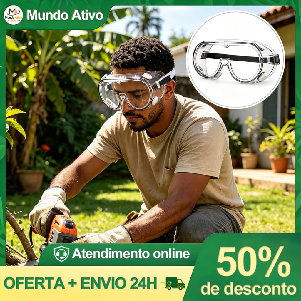 Óculos De Segurança Antiembaçante Transparente Ampla Visão Resistente A Químicos E Impactos Para Trabalho Proteção