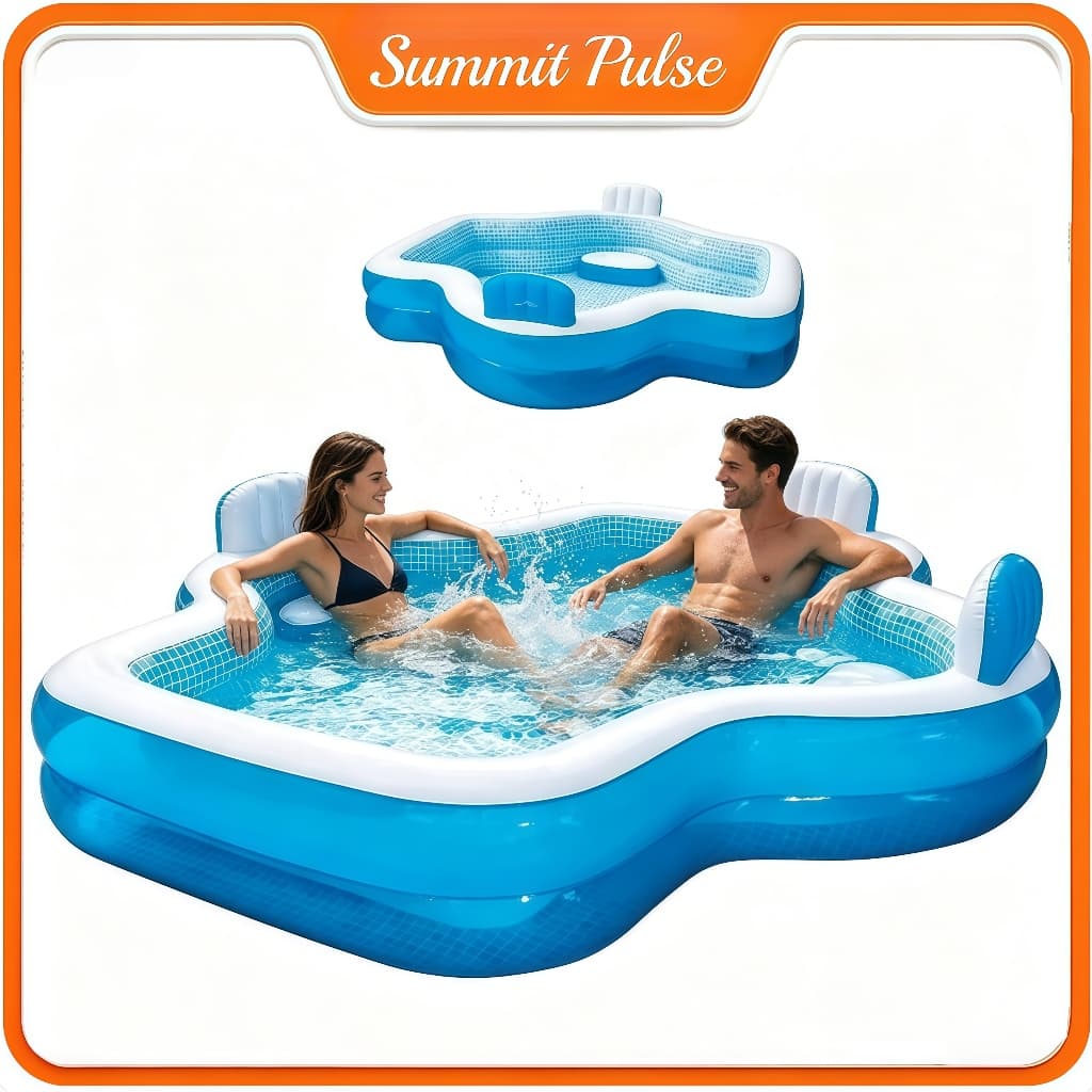 3000L Piscina inflável azul de PVC, grande capacidade, portátil e dobrável – reforçada para áreas internas e externas.