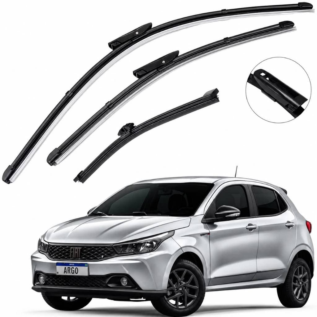 Kit 3 Palhetas Limpador de Parabrisa Silicone Fiat Argo 2023 a 2026