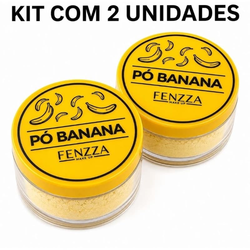 Kit 2 Pó Banana Fenzza Facial Translúcido Efeito HD Pó Solto Maquiagem Profissional