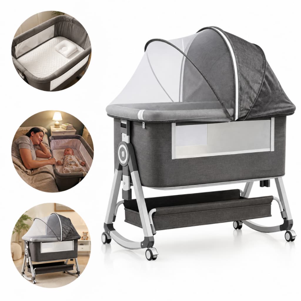 Berço Lado da Cama Portátil Balançante Moises Bebe Infantil Co-Sleeper Conforto Recém Nascido  + Brinde Manta Unissex