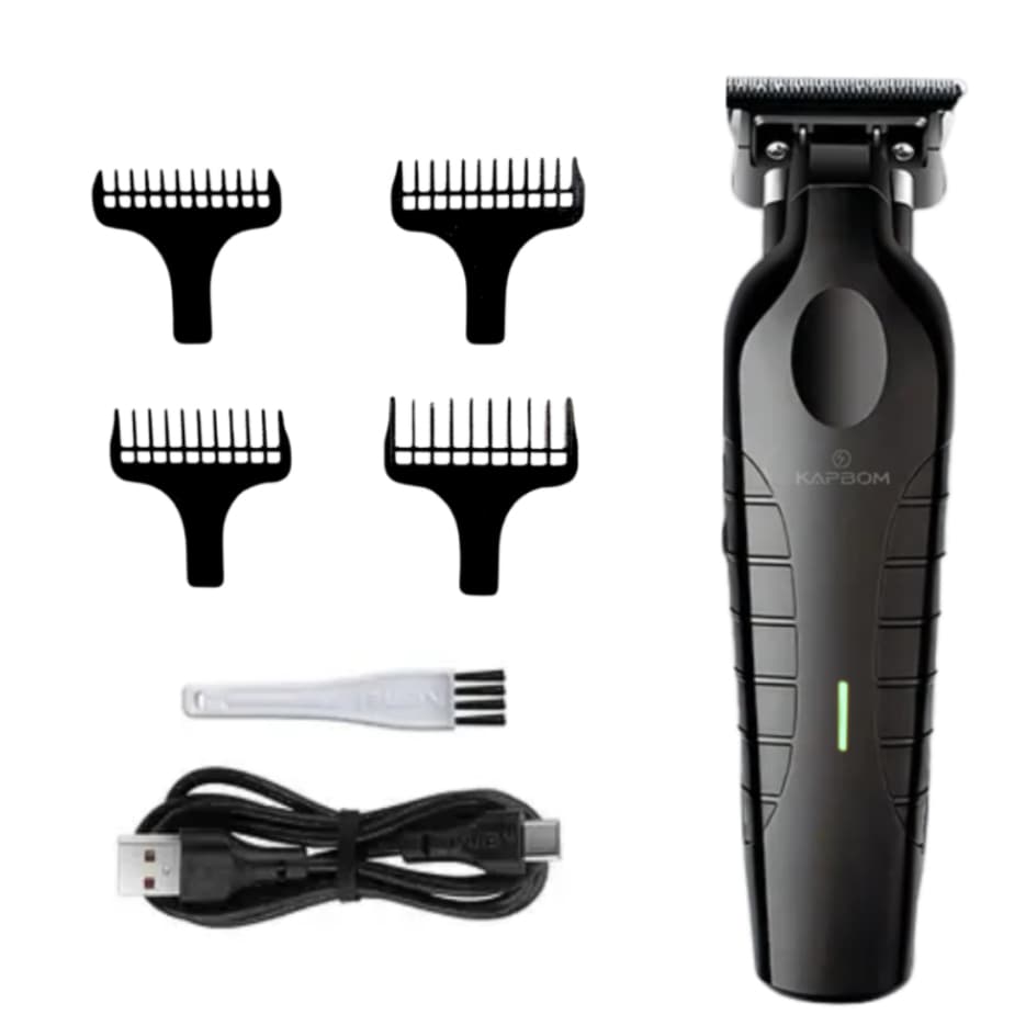 Máquina Cortar Cabelo Recarregável Kapbom KM-3692 160min Autonomia USB Preto