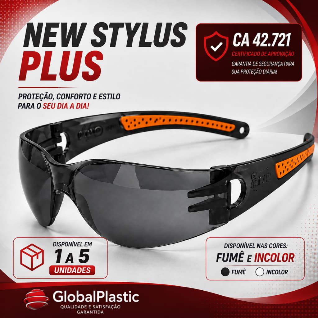 Óculos de Proteção New Stylus Plus EPI Global Plastic