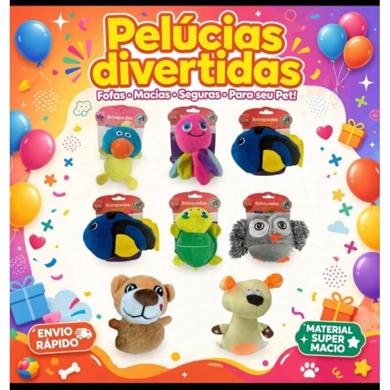 Brinquedo Mordedor Pelúcia para Cães Cachorro  e Gatos  Pet 16cm