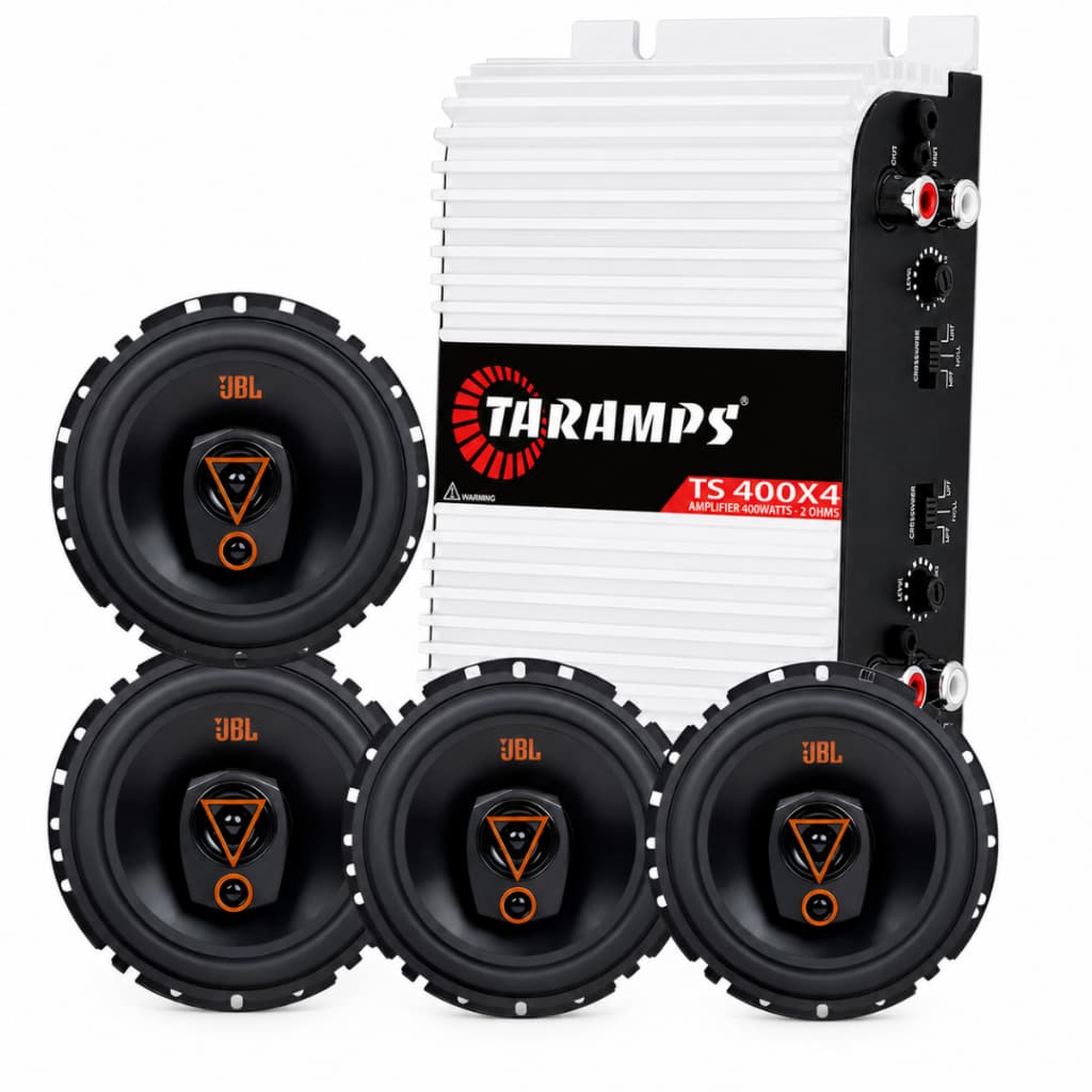 Kit Som JBL 6TRMS80 6" 160W RMS + Módulo Taramps TS400x4 400W RMS 4 Canais Full Range Original