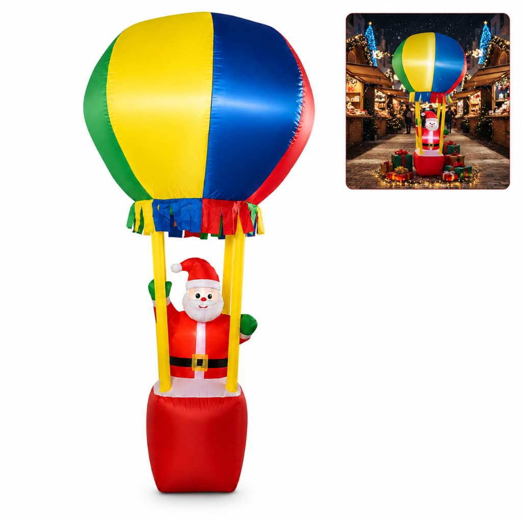 Papai Noel Balão Inflável 170cm Com Luz LED Bivolt Decoração Natalina Grande Colorida