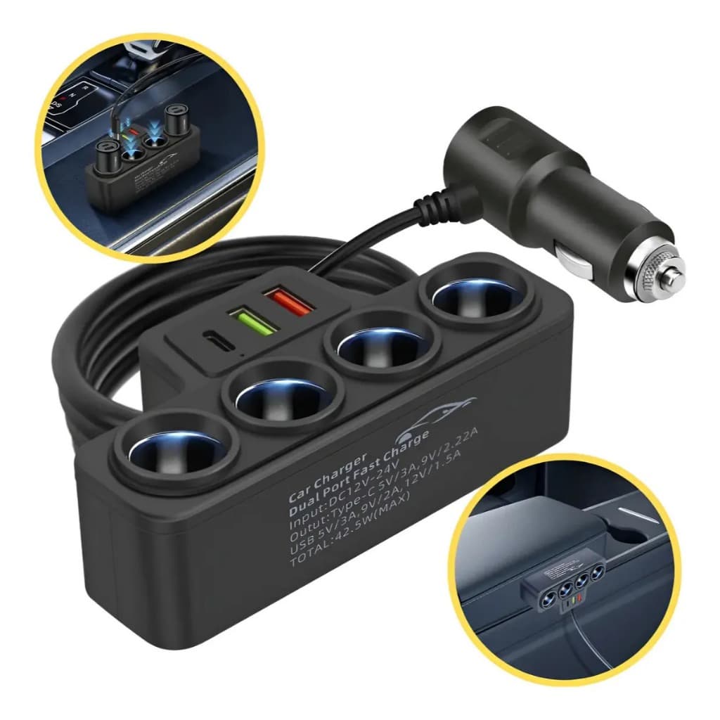 Acendedor Tomada Inteligente De Carro Carregador Turbo Usb-c