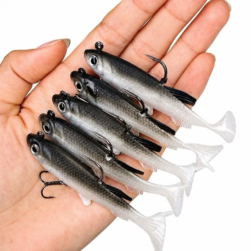 kit 5 Isca artificial bait soft nado realista pesca Robalo, Tucunaré, Black Bass, Corvina, Traíra