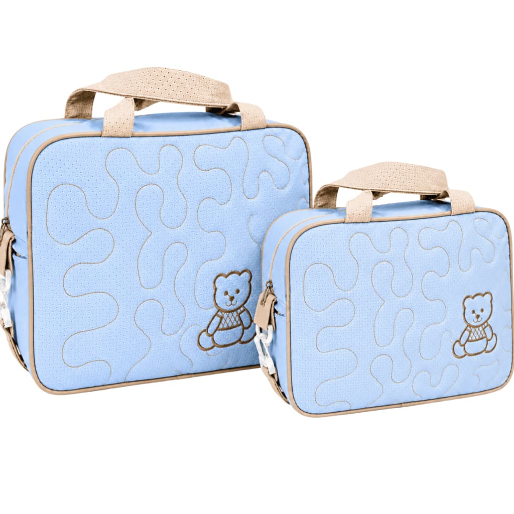 Kit 2 Bolsas Maternidade Menino Azul Bebê Ursinho Bordado Bolsa Mamãe Bebê Luxo Enxoval Mala Maternidade RN