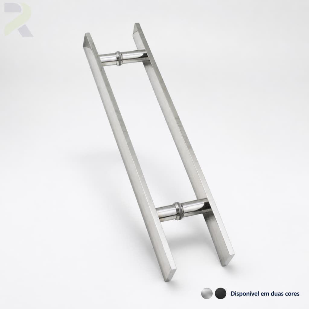 Puxador Para Porta Vidro ou Madeira 60 Cm Comprimento e 50cm Entre Furos  Alumínio Duplo Barra Chata