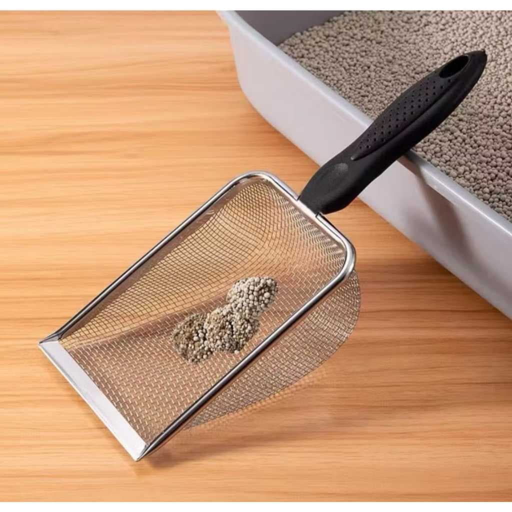 Pá para Areia de Gato em Aço Inoxidável | Pá Higiênica Coletora | Ferramenta de Limpeza Resistente e Durável para Pets.