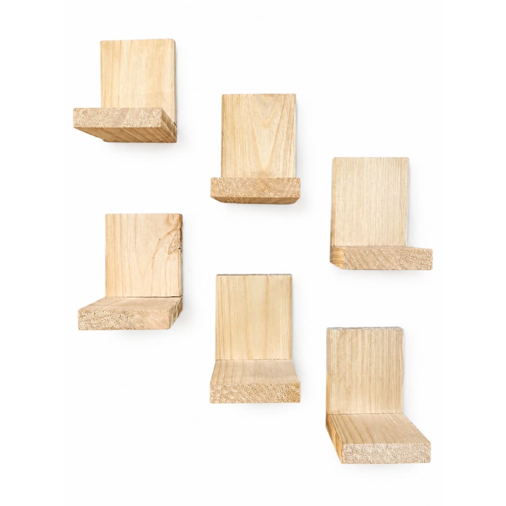 Mini Prateleiras Suporte de Madeira decorativa estante suspensa nicho de parede suporte de madeira pinus 6 UN
