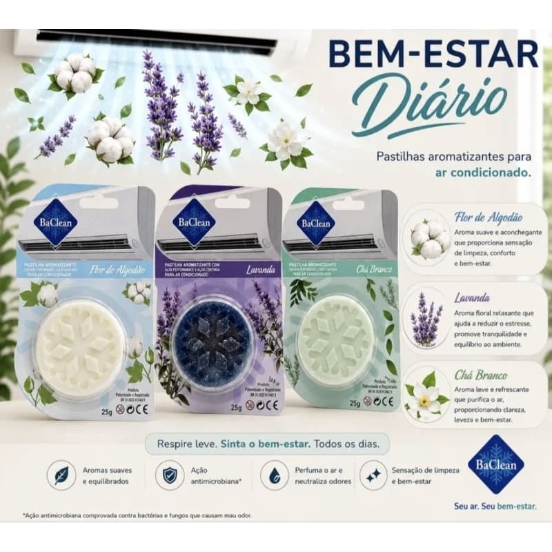 Kit Pastilha Aromatizante para Ar Condicionado 3 unidades Variados