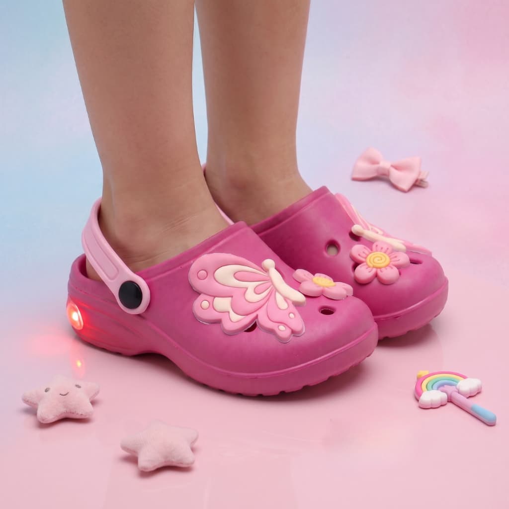 Babuche LED Sandália Menina Infantil Criança Azul e Pink Confortável
