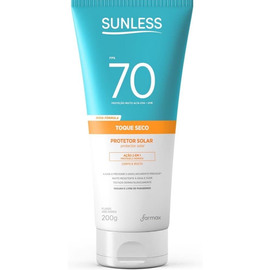 Protetor Solar FPS 70 Sunless 200g - Alta Proteção com Toque Seco e Resistência à Água Corpo e Rosto
