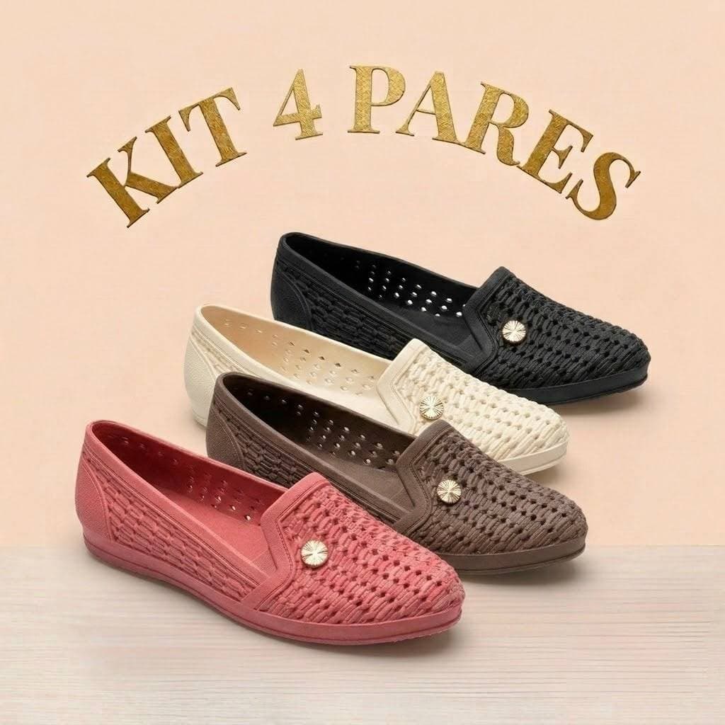 Kit 4 Pares Sapatilha Mocassim Confortável Com Pingente Strass