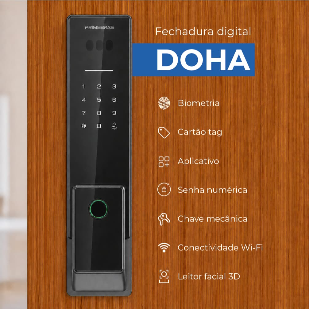 Fechadura Digital Doha Primebras Reconhecimento Facial