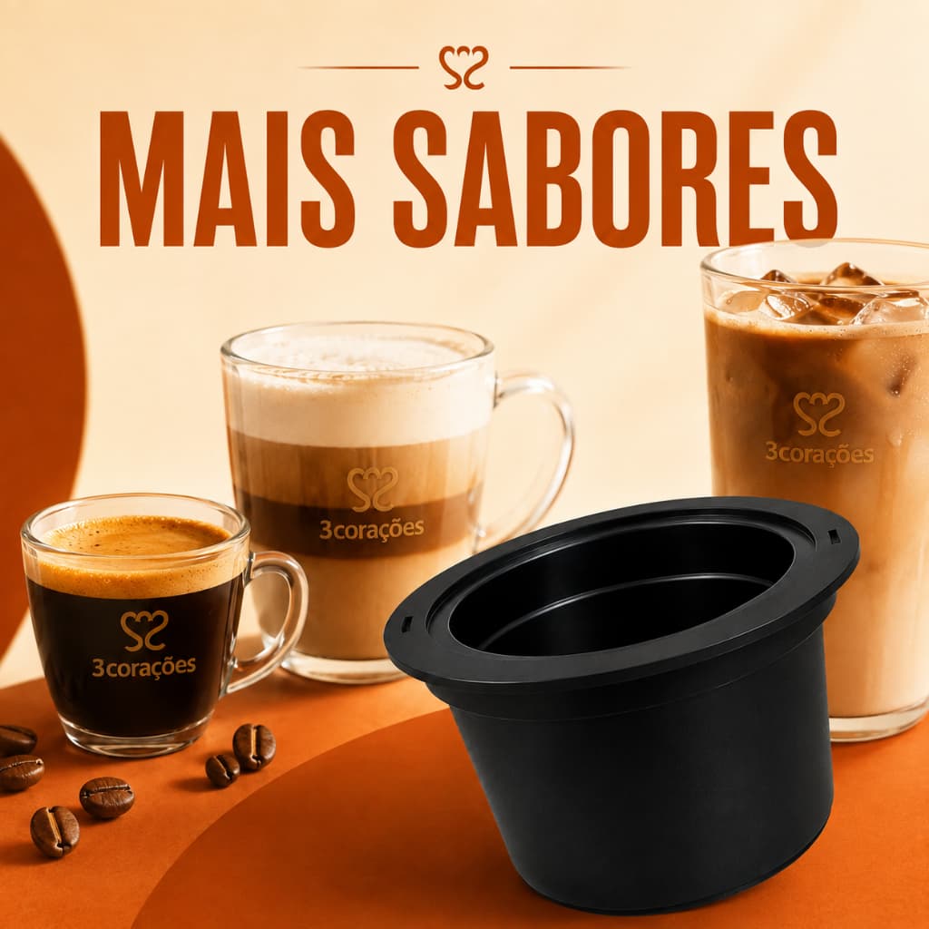 Kit 2 Adaptador Capsula Tres Coracoes para Dolce Gusto Reutilizavel Compativel Refil Cafe