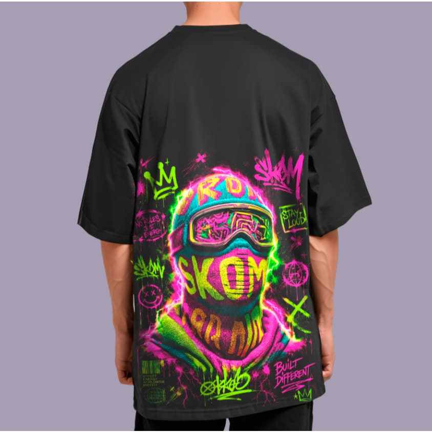 Camiseta Oversized Máscara - Camisa Algodão Gola Redonda Casul Básica Estilo de Rua COD 6