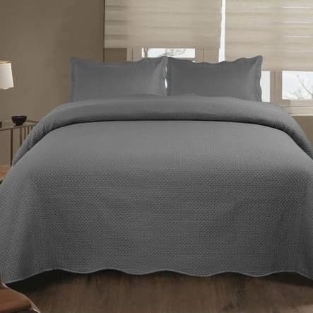 Jogo De Colcha Para Cama Estampa Lisa Ultrassonic Urban Solteiro 160x240 Cobre Leito Com Fronha Porta Travesseiro Cinza