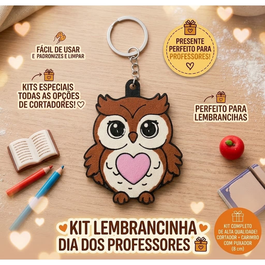 Kit 10, 15 ou 20 Unidades Chaveiro Coruja Dia dos Professores Lembrancinha