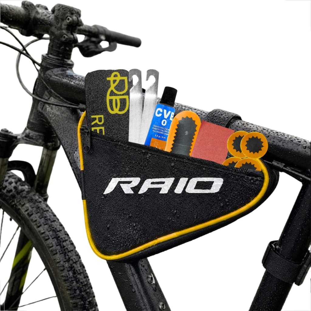Kit Reparo Emergência Bike Bolsa Quadro Raio Espátula Aço Estojo Slim Remendo Vulcanizante