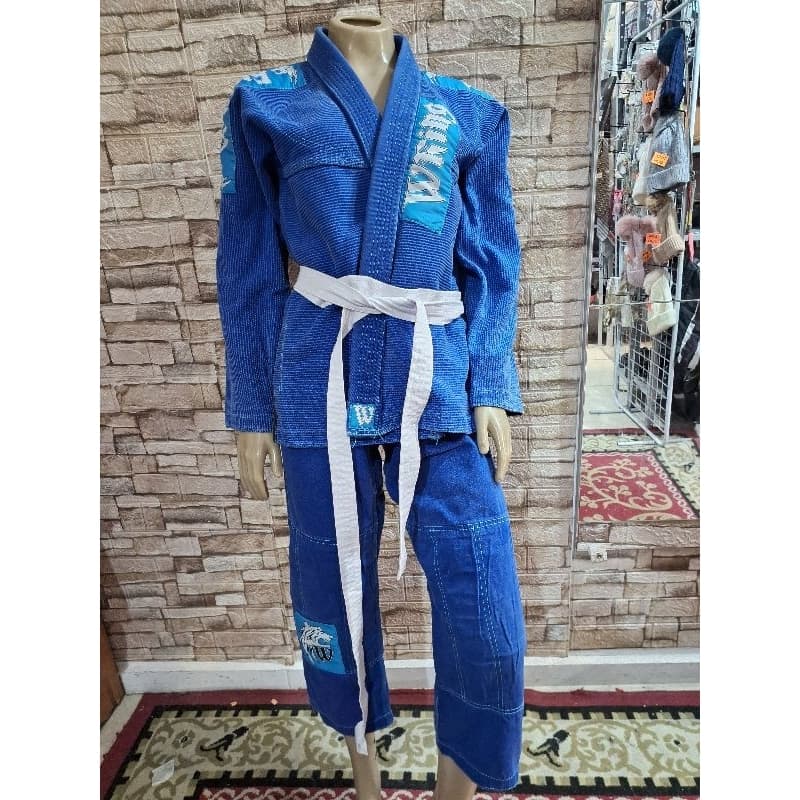 Kimono Jiu-Jitsu Wring Azul Trançado - Tamanho 0 / A0 (Infanto Juvenil / Adulto PP)