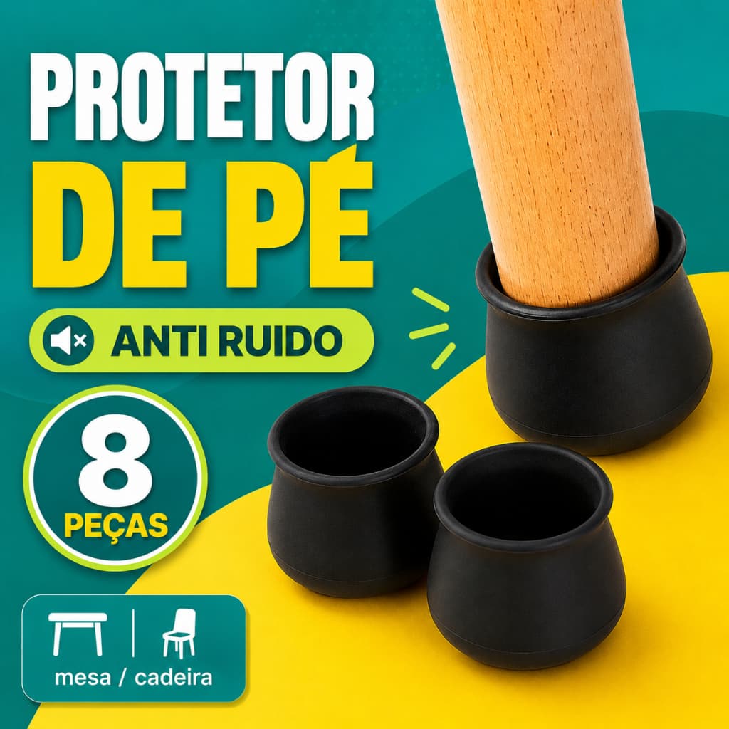 Kit 8 Protetor de Pes Redondo Cadeira Mesa Silicone Antiderrapante Ponteira Perna Moveis Nao Risca
